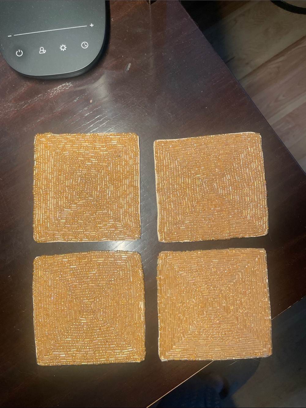 Gold Beaded Square Coasters - Set of 4
